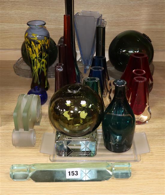 A quantity Studio glass vases and Art deco glassware